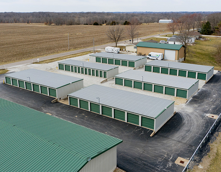 Aerial of the storage units.